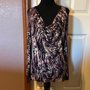 Worthington Stretch Top in Purple and Cream